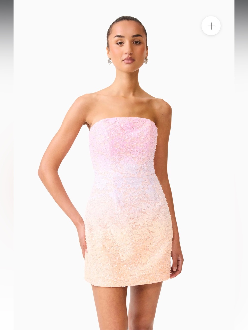 elliatt lumira pink & orange ombre sequin lace strapless mini dress small NEW - Picture 11 of 12